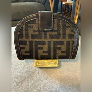 Fendi Brown Zucca Canvas Dome Wallet